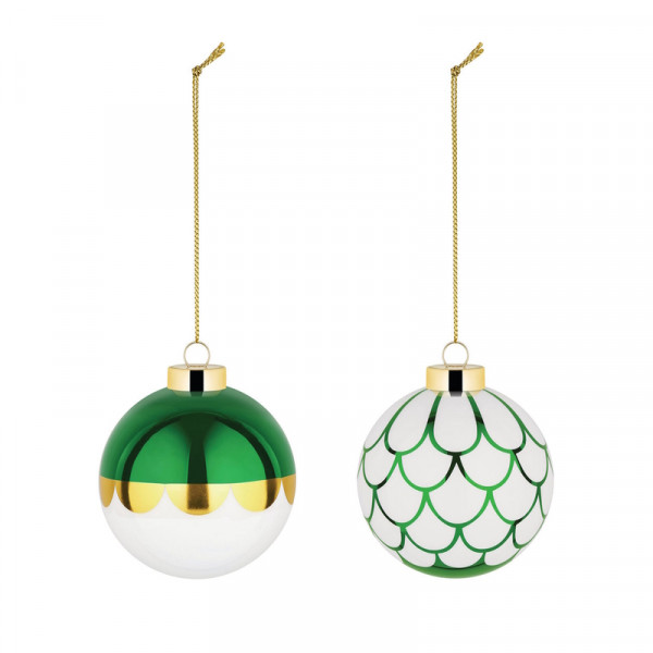 ALESSI Delight Weihnachtskugel Set 4 grün