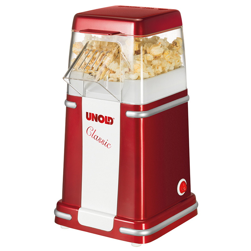 UNOLD Popcorn Maker, Retro Popcorn Maker, 300 W, Non-Stick Coating, Cinema Popcorn, Interior Lighting, BPA-Free, Keep Warm Function for Movie Nights/Movies, Low Fat
