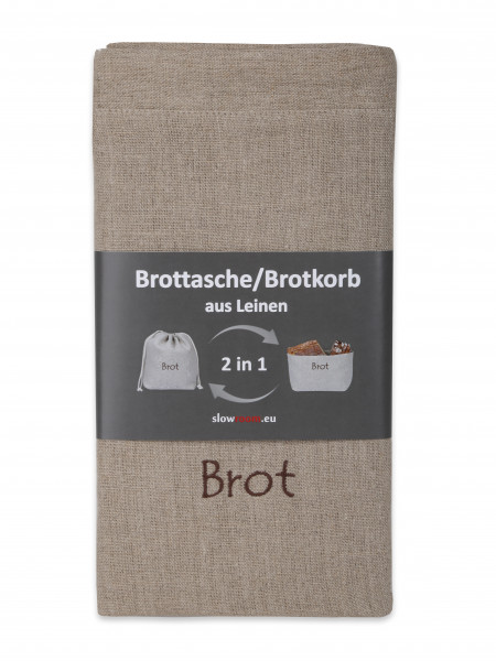 Slowroon Brotbeutel aus Leinen Natur 2in1