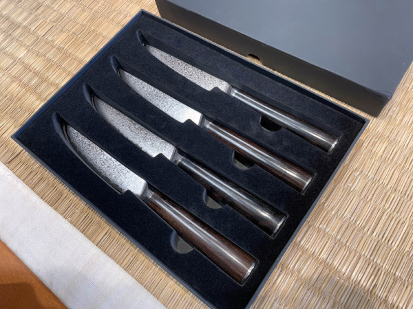 Ryoma Damascus Steakmesser-Set 4tlg Ebenholz