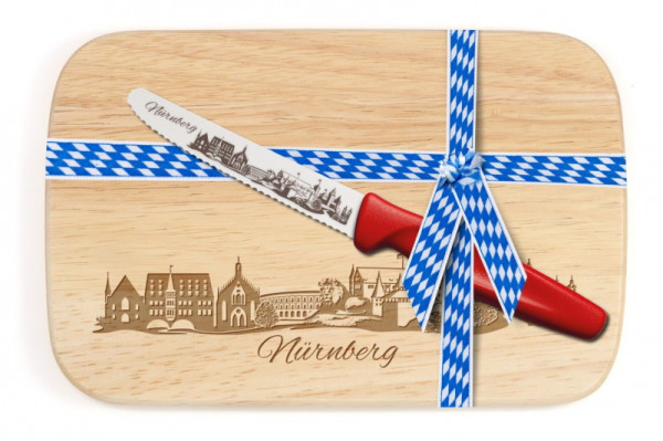 Stadt Blick Brotzeit-Set 2tlg klein Gummibaum Messer rot