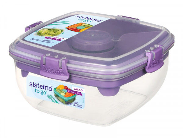  Sistema Salad to Go 1,1l inkl Besteck Mint, Lila, Navy 