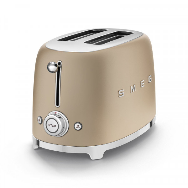 Smeg Toaster 2 Scheiben Champagner matt 50'S Retro Style seitlich