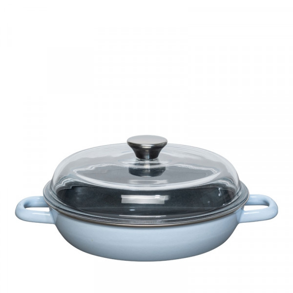Riess Schmorpfanne mit Glasdeckel sky blue 24cm