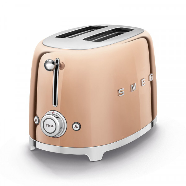 Smeg Toaster 2 Scheiben Rose Gold 50'S Retro Style seitlich