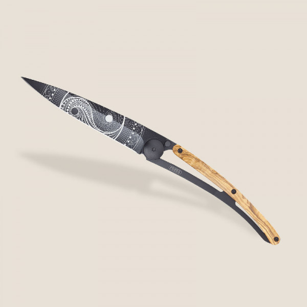 deejo Taschenmesser Olivenholz Yin & Yang
