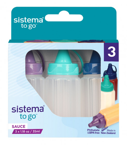  Sistema Sauce to Go 3er Set Mint, Lila, Navy 