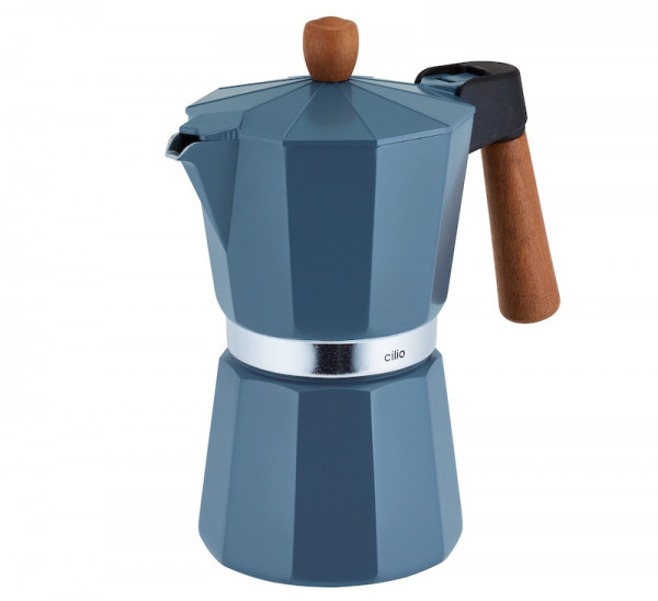 Cilio Espressokocher LEGNO 6 Tassen blu
