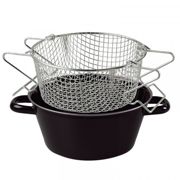 Riess Pommes-frites Pfanne mit Einsatz 24 cm Classic Schwarzemaille