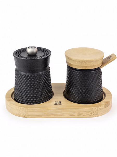 Peugeot Bali Set Pfeffermühle schwarz 8cm + Salzgefäß mit Deckel