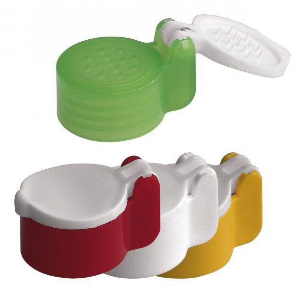 Hansi-Siebert Ersatz-Klappdeckel bunt sortiert für Salzstreuer Glas 302800