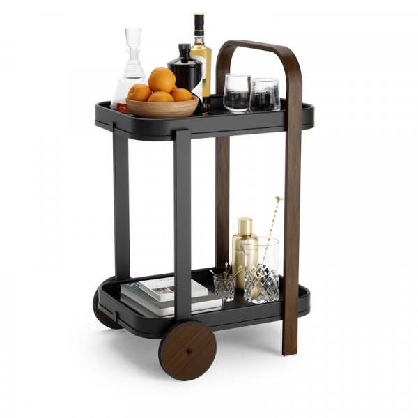 Umbra Bellwood Bar-Servierwagen black-Walnuss mit Deko