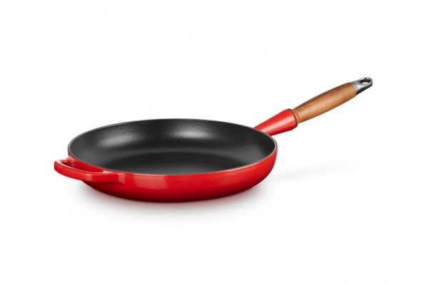 Le Creuset Bratpfanne 28 cm kirschrot mit Holzstiel