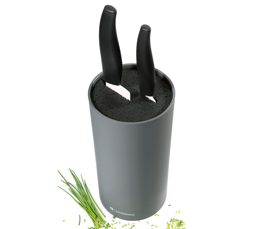 Zassenhaus Knife Block - Round, Black Wood, 23cm Height, With Flexible Bristle Insert For Blades Up To 20cm - View #5