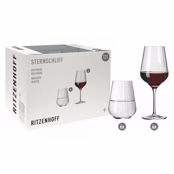 Ritzenhoff Sternschliff Aurelie 12er Set Rotwein und Wasser