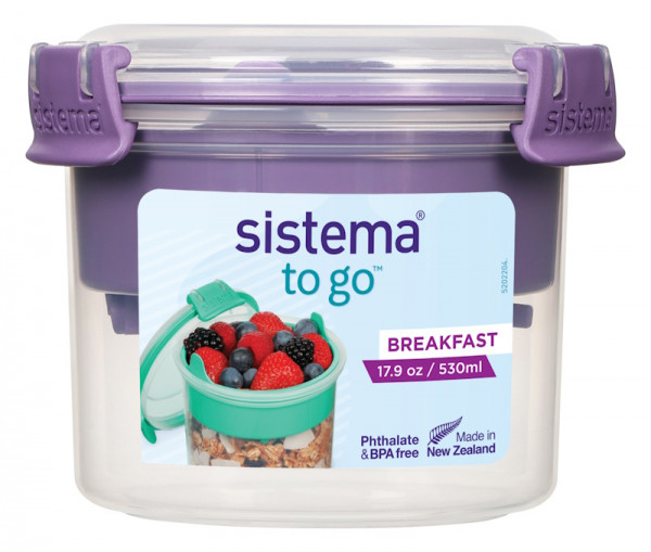  Sistema Breakfast to Go 530ml Mint, Lila, Navy 