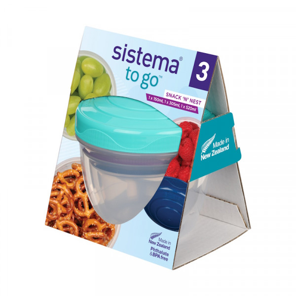  Sistema Snack'n'Nest to Go 3er Set Mint, Lila, Navy 