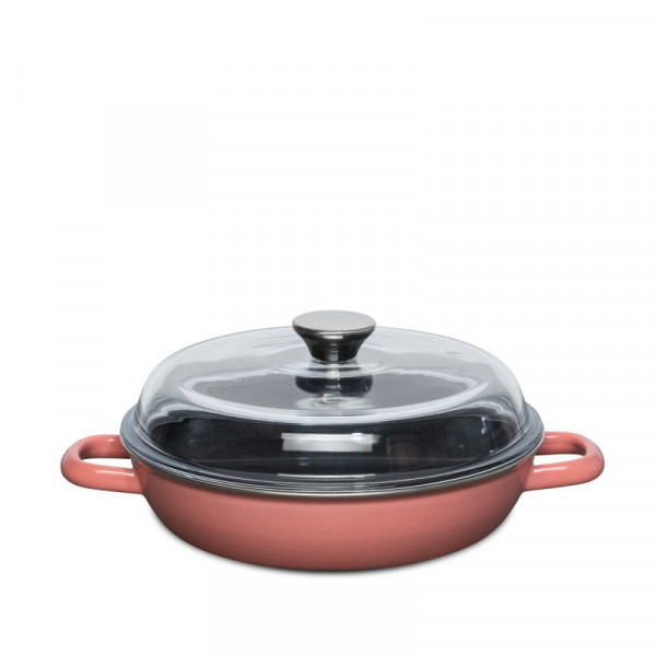 Riess Schmorpfanne mit Glasdeckel pink 24cm