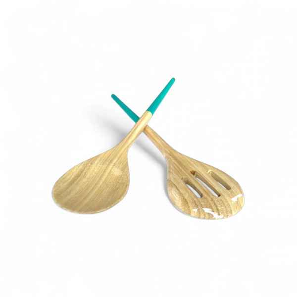 Albert L. Bambus Salatbesteck 32,5cm türkisgrün