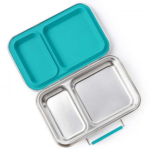 Lekkabox Duo Edelstahl Brotdose 2 Fächer Petrol Blau