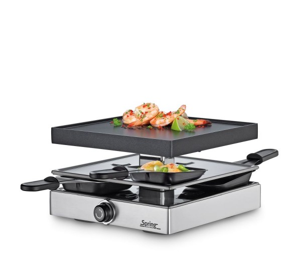 Spring Raclette4 Classic Silber mit Alugrillplatte 