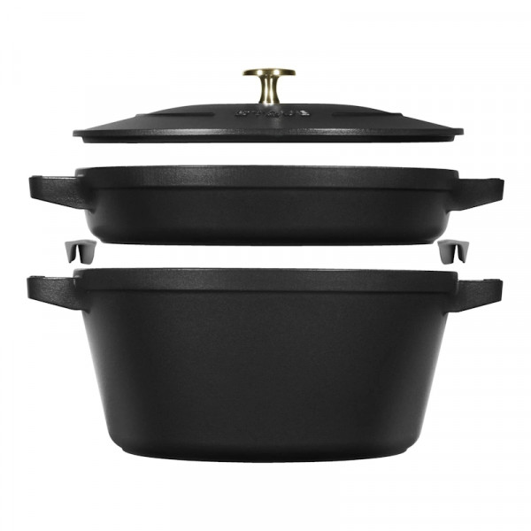 Staub Kochtopfset 2-tlg Gusseisen schwarz  24cm