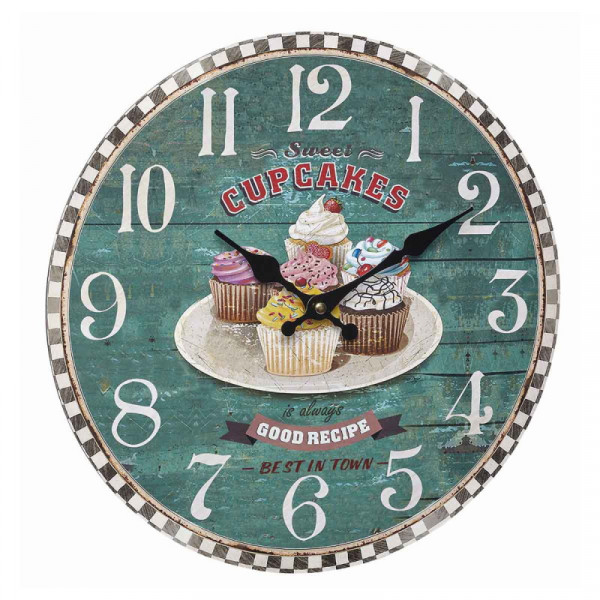 TFA Vintage Wanduhr Cupcakes