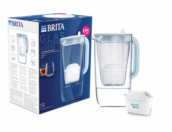 Brita Glas-Wasserfilter Jug One hellblau 2,5l