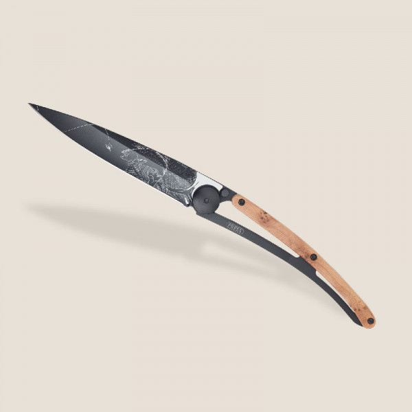 deejo Taschenmesser Wacholderholz Forelle