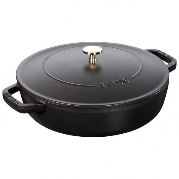 Staub Servierpfanne 28 cm mit Deckel schwarz