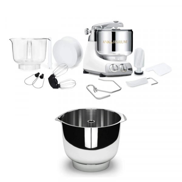 Ankarsrum Küchenmaschine Assistent Original Glossy White - Schüssel Paket