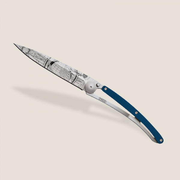 deejo Taschenmesser Aluminium blau Globe Trotter