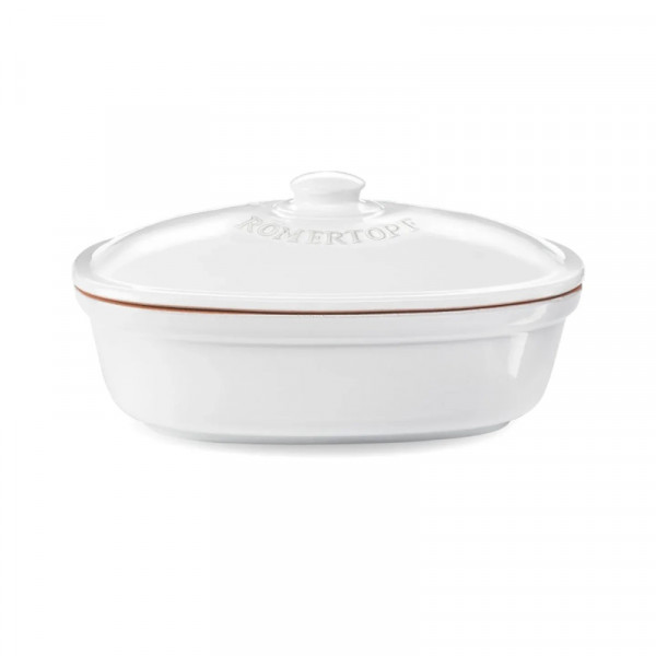 Römertopf Brottopf Oval Medium Weiß