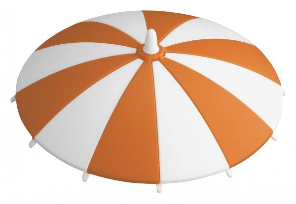 Hansi-Siebert Glasabdeckung SCHIRMCHEN Ø ca. 11,5 cm / orange/weiß
