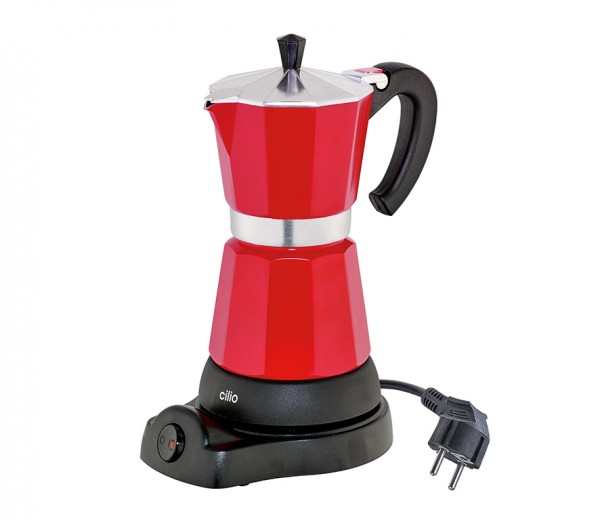 Cilio Espressokocher Classico 6Tassen elektrisch Aluminium rot