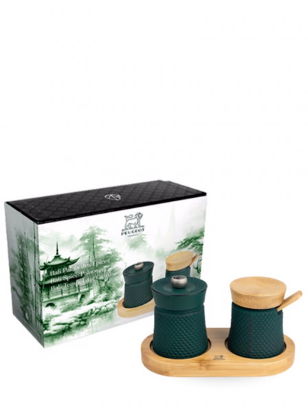 Peugeot Bali Set Pfeffermühle G48457rün 8cm + Salzgefäß mit Deckel