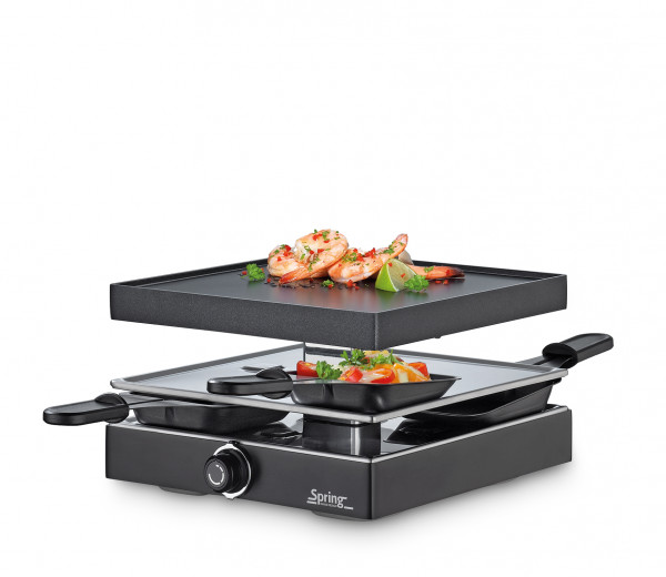 Spring Raclette4 Classic Schwarz mit Alugrillplatte 