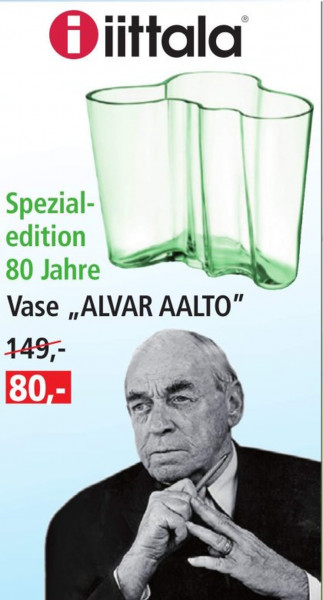 iittala Alvar Aalto Vase Spezial Edition 80 Jahre in Original Farbe