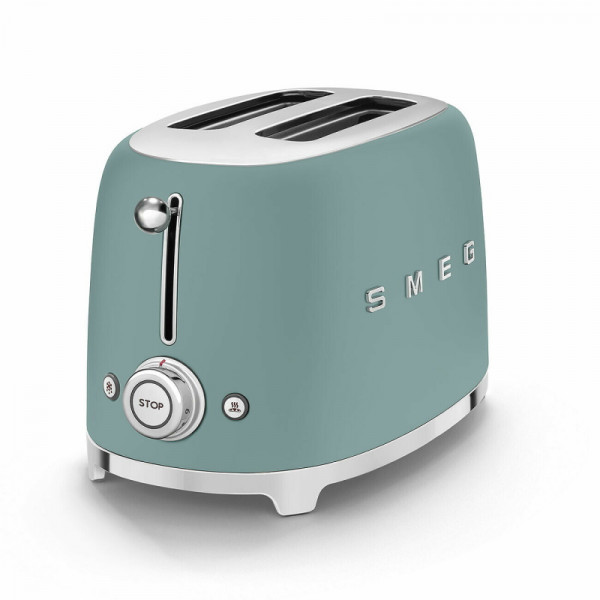 Smeg Toaster 2 Scheiben Emerald Green matt 50'S Retro Style seitlich