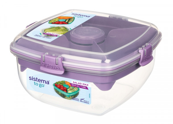  Sistema Salad Max to Go 1,63l inkl Besteck Mint, Lila, Navy 