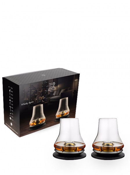 Peugeot Whisky Spirit Geschenkset Glas+ Kühlsockel satiniert Carbon