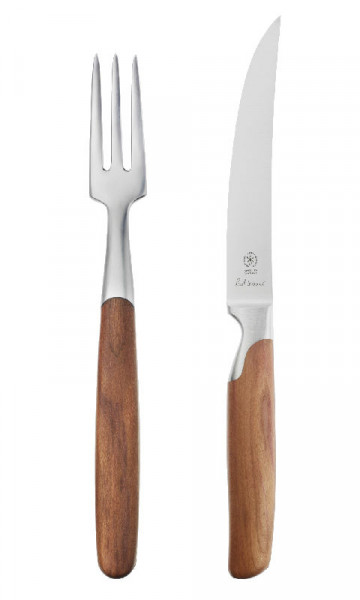 POTT Sarah Wiener Set mit Steakmesser Mikroschliff 11 cm Steakgabel Zwetschgenholz