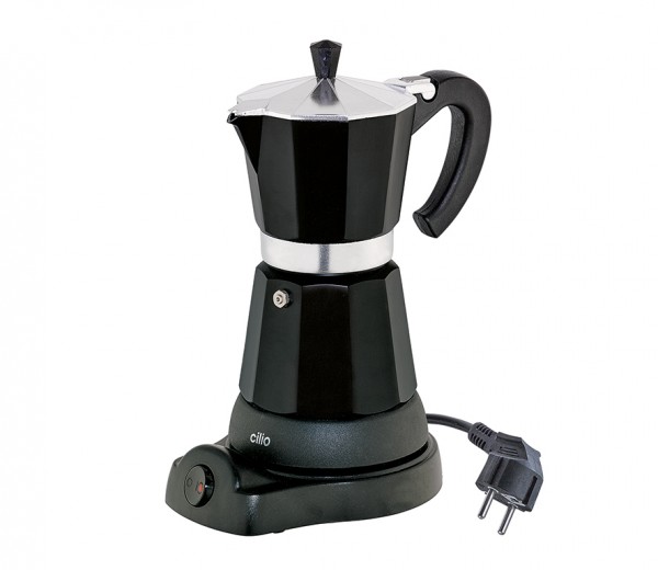 Cilio Espressokocher Classico 6Tassen elektrisch Aluminium schwarz