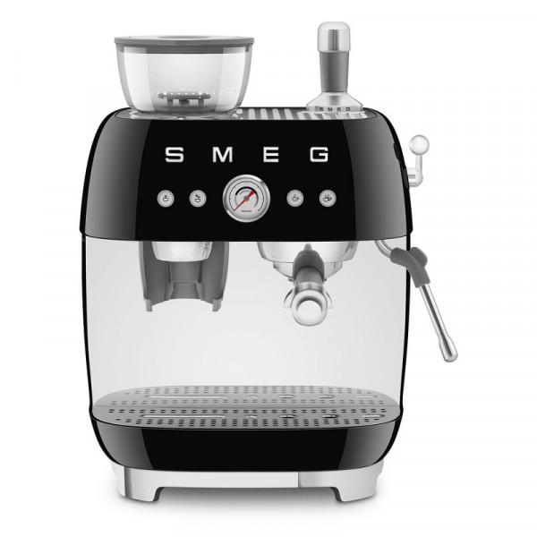 Smeg Siebträger-Espressomaschine mit Mahlwerk Schwarz 50'S Retro Style